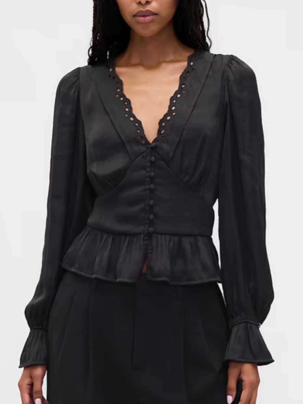 NWT GAP black shadow stripe peplum top  XL